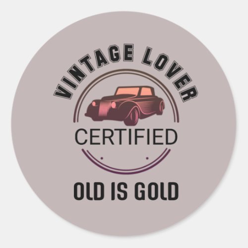 1car lover vintage    classic round sticker