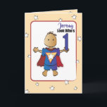 1 Cartoon Birthday Card for Super Boy<br><div class="desc">Wish that Super Little Boy a fun 1st birthday with this card that you can personalize for him</div>