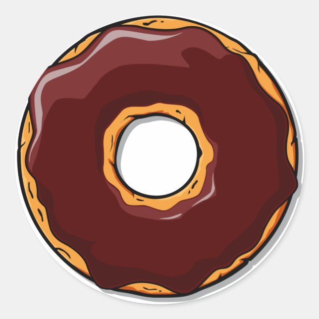 1 Cartoon Chocolate Donut Design Classic Round Sticker (Front)