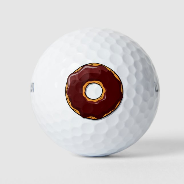 1 Cartoon Chocolate Donut Design Golf Balls (Front)