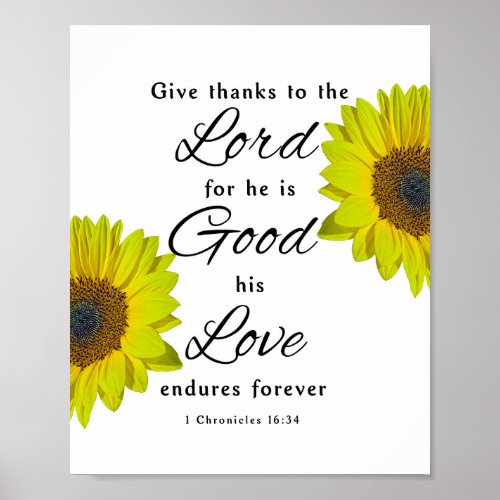 1 Chronicles 1634 Give thanks to the Lord Poster