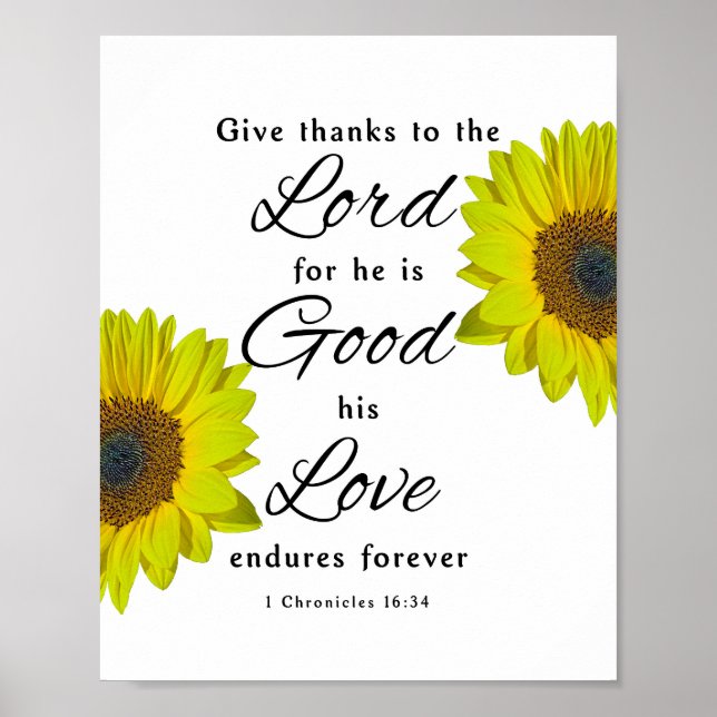 1 Chronicles 16:34, Give thanks to the Lord Poster (Front)