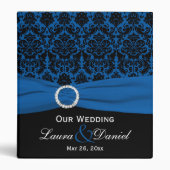 1" Cobalt Blue and Black Damask Wedding Binder (Front)