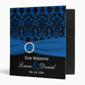1" Cobalt Blue and Black Damask Wedding Binder (Front/Inside)