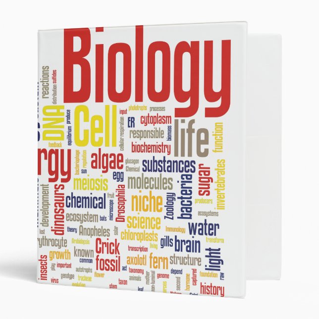 1'' Colorful Biology Wordle 3 Ring Binder (Front/Inside)