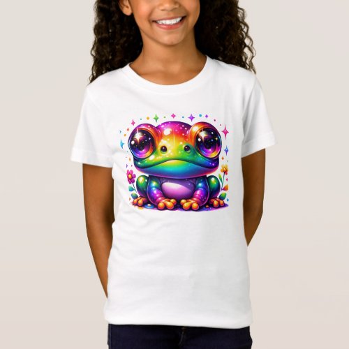 1 Colorful Cartoon Frog Whimsical with Big Eyes T_Shirt