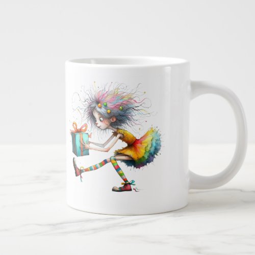 *  1 Colorful  Whimsical Christmas Girl  Gift AP97 Giant Coffee Mug