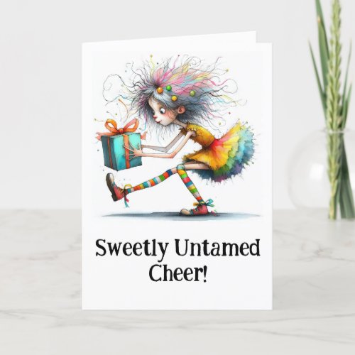 *  1 Colorful  Whimsical Christmas Girl  Gift AP97 Thank You Card