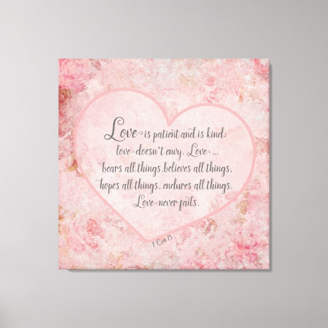1 Cor 13 - Love is Patient Love is Kind Canvas Print (Front)