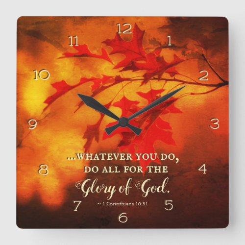 1 Corinthians 1031 Do All for the Glory of God Square Wall Clock
