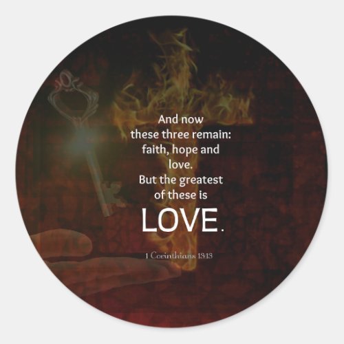 1 Corinthians 1313 Bible Verses Quote About LOVE Classic Round Sticker