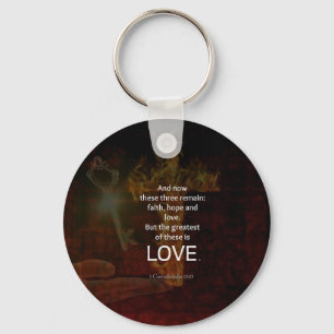 1 Corinthians 13:13 Bible Verses Quote About LOVE Keychain
