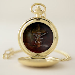 1 Corinthians 13:13 Bible Verses Quote About LOVE Pocket Watch
