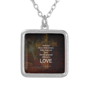 1 Corinthians 13:13 Bible Verses Quote About LOVE Silver Plated Necklace