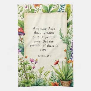 1 Corinthians 13:13 Christian Bible Verse Kitchen Towel