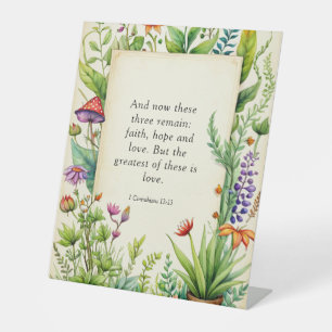 1 Corinthians 13:13 Christian Bible Verse Pedestal Sign