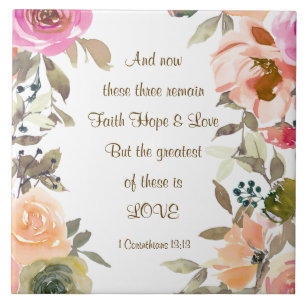 1 Corinthians 13:13 Faith Hope Love Bible Verse Ceramic Tile