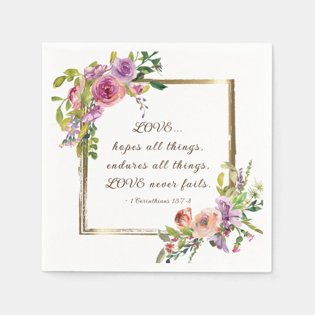 1 Corinthians 13:13 Faith Hope Love Bible Verse Napkins (Front)