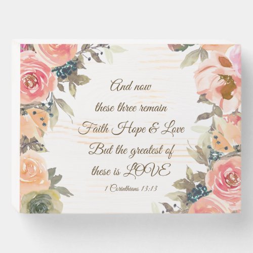 1 Corinthians 1313 Faith Hope Love Bible Verse Wooden Box Sign
