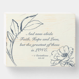 1 Corinthians 13:13 Faith Hope Love Bible Verse Wooden Box Sign