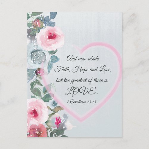 1 Corinthians 1313 Greatest is Love Valentines Postcard