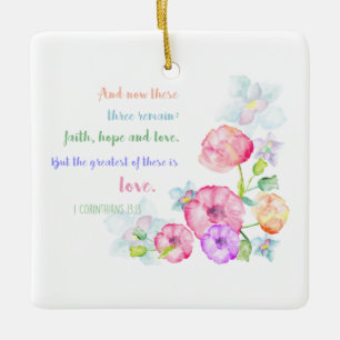 1 corinthians 13:13 Love Bible Verse Ceramic Ornament