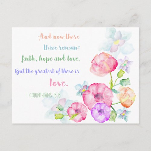 1 corinthians 1313 Love Bible Verse Postcard