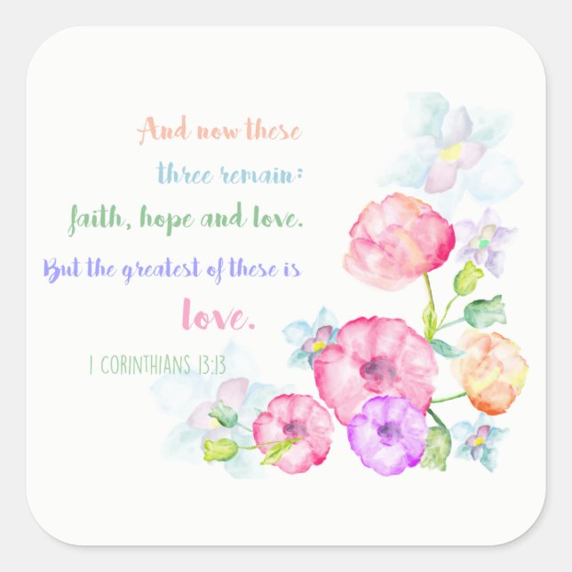 1 corinthians 13:13 love is the greatest square sticker (Front)