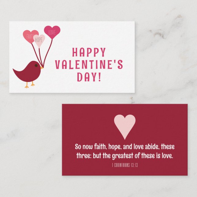 1 Corinthians 13:1 Valentine Bird Enclosure Card (Front/Back)