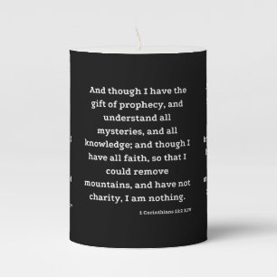 1 Corinthians 13:2 KJV Bible Verse Pillar Candle