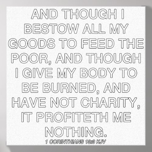 1 Corinthians 13 3 Feed the Poor Bible Verse Canvas Photo Tile