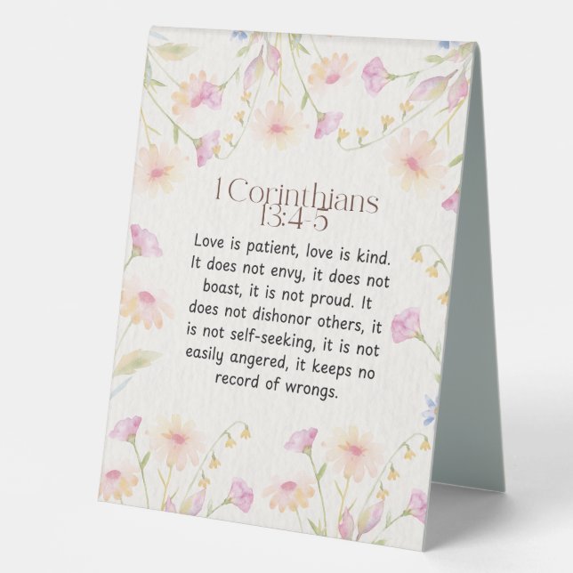 1 Corinthians 13:4-5 Bible Verse Acrylic Keychain Table Tent (Front)