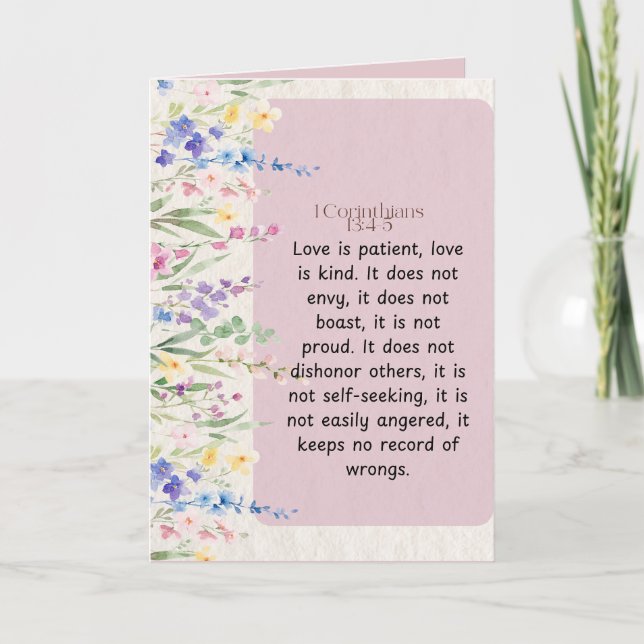 1 Corinthians 13:4-5 Bible Verse Image Card (Front)