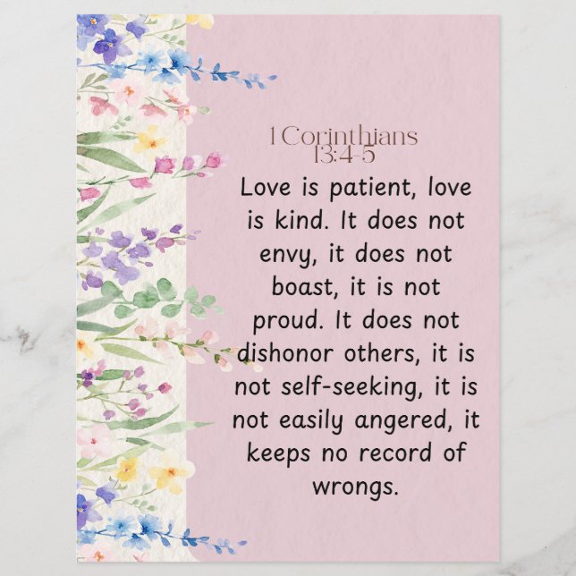 1 Corinthians 13:4-5 Bible Verse Image Flyer (Front)