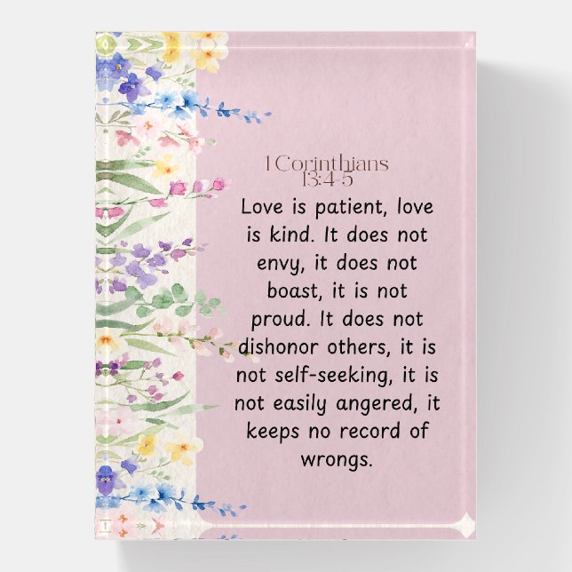 1 Corinthians 13:4-5 Bible Verse Image Paperweight (Vertical)