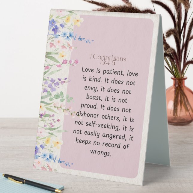 1 Corinthians 13:4-5 Bible Verse Image Table Tent (In SItu (Table))