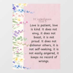 1 Corinthians 13:4-5 Bible Verse Image Window Cling