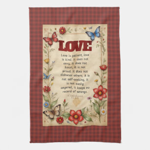 1 Corinthians 13:4-5 Christian Bible Verse Art Kitchen Towel