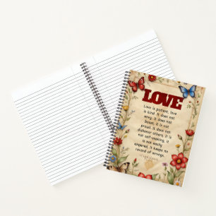1 Corinthians 13:4-5 Christian Bible Verse Art Notebook