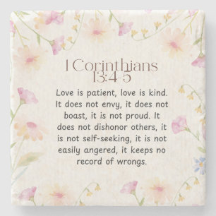 1 Corinthians 13:4-5 Christian Bible Verse Art Stone Coaster