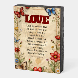 1 Corinthians 13:4-5 Christian Bible Verse Art  Wooden Box Sign