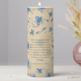 1 Corinthians 13:4–5 Love Is Patient Floral Pillar Candle