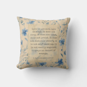 1 Corinthians 13:4–5 Love Is Patient Floral Throw Pillow