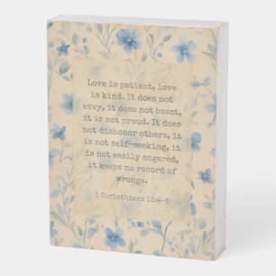 1 Corinthians 13:4–5 Love Is Patient Floral Wooden Box Sign