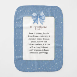 1 corinthians 13 4 5, love is patient love is kind baby burp cloth