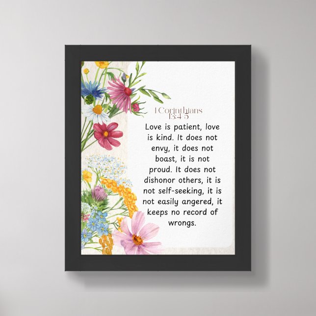 1 Corinthians 13:4-5 Soothing Watercolor Design Framed Art (Framed Front)