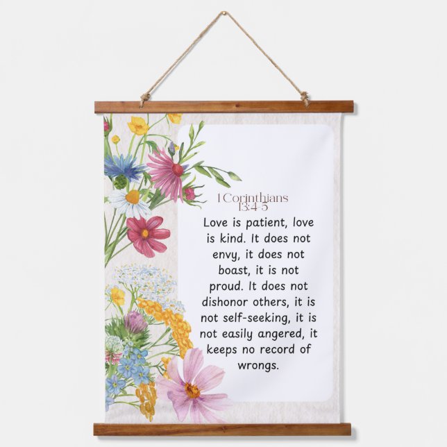 1 Corinthians 13:4-5 Soothing Watercolor Design Hanging Tapestry (Front)
