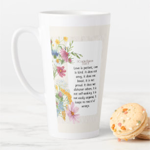 1 Corinthians 13:4-5 Soothing Watercolor Design Latte Mug