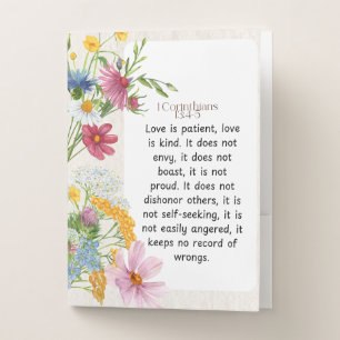 1 Corinthians 13:4-5 Soothing Watercolor Design Pocket Folder