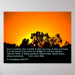 1 Corinthians 13:4 6-7 Sunset Poster